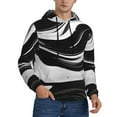 thumbnail image 2 of Uemuo Abstract Black White Swirls Pattern Men's Hoodie - Casual Pullover Hoodie with Kangaroo Pocket, Stylish Hooded Sweatshirt for Everyday Wear-X-Large, 2 of 7