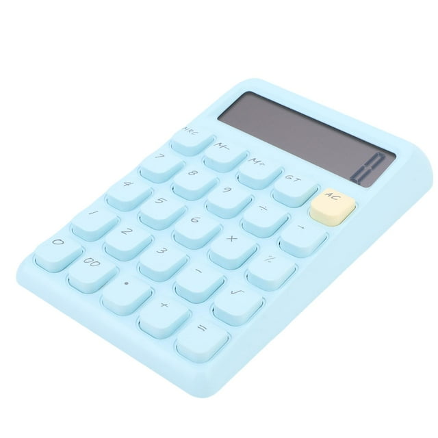 Solar Powered Calculator with 12 Digit Display, Easy Press Tactile Keys & Dual Power Mode for Classroom Accounting Tasks