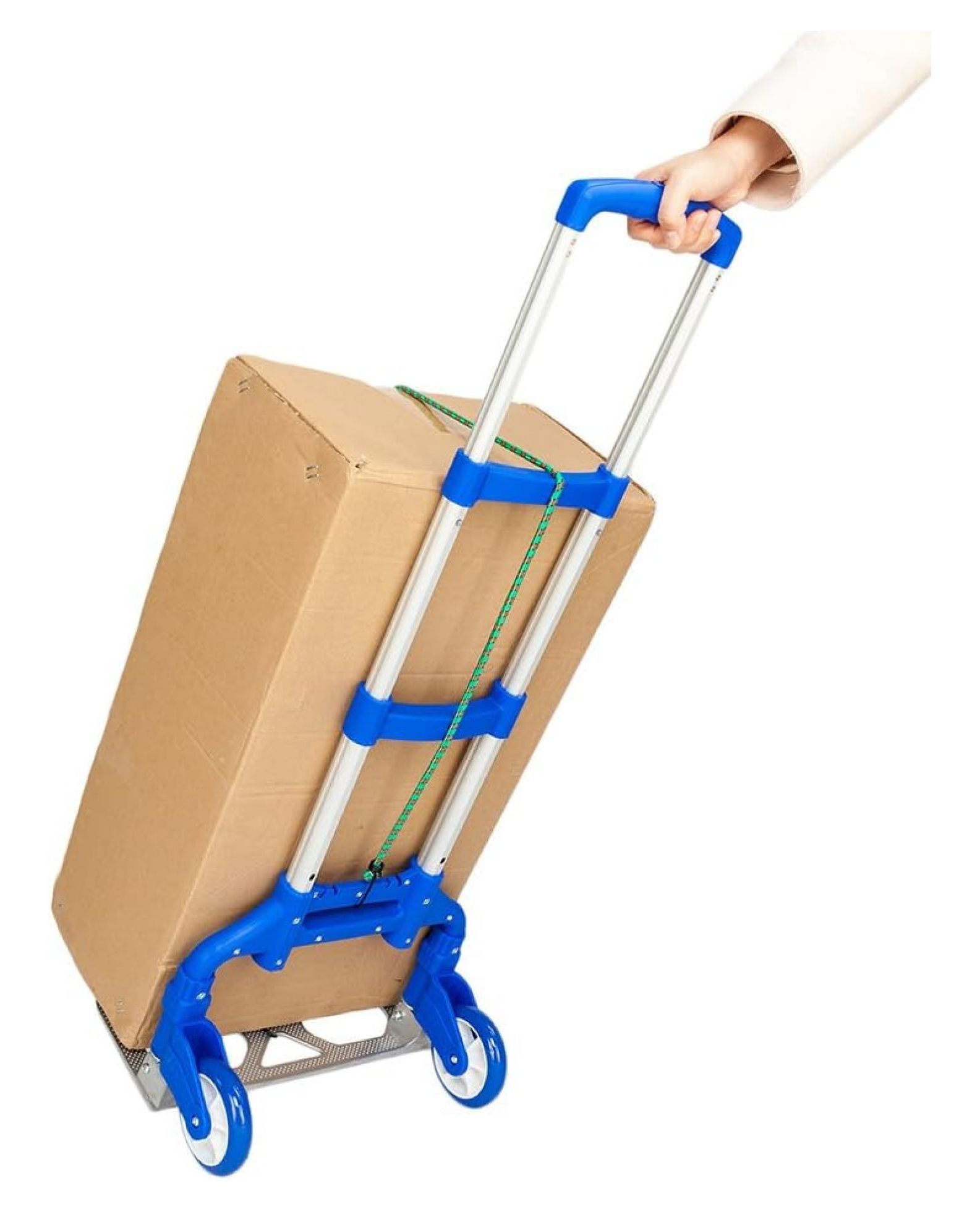 Folding Hand Truck Aluminum Portable Folding Hand Cart 165lbs Capacity Hand Cart and Dolly Ideal for Home, Auto, Office,Travel Use,Blue