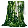 thumbnail image 2 of Lush green palm leaves tropical Flannel Blanket for bedroom sunroom living room reading nook Home Decor fresh vibrant botanical jungle art Gift for plant lovers, 2 of 9