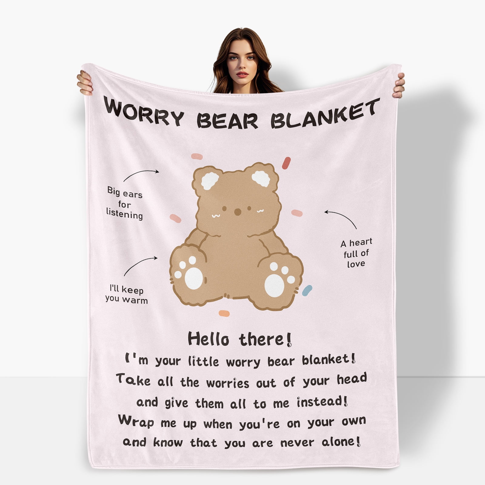 Animals Bear Pink Warmth Fleece Blanket Sofa Bed Travel Camping Polyester Throw Shipped From USA Soft Warm Comfortable Flannel Blanket Ideal For Family Friends Gift