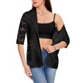 thumbnail image 4 of mihongmao Winter Coats for Women, Up to 50% off! 2024 New Women's Spring/summer Lace Patchwork-quarter Sleeve Suit Jacket,Womens Tops Plus Size Black M, 4 of 5
