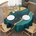 thumbnail image 3 of Teal Marble Gold Line Pattern Round Tablecloth 60"x60",Wrinkle Wipeable Table Cloth for Kitchen Dining Room Picnic Patio Party, 3 of 6