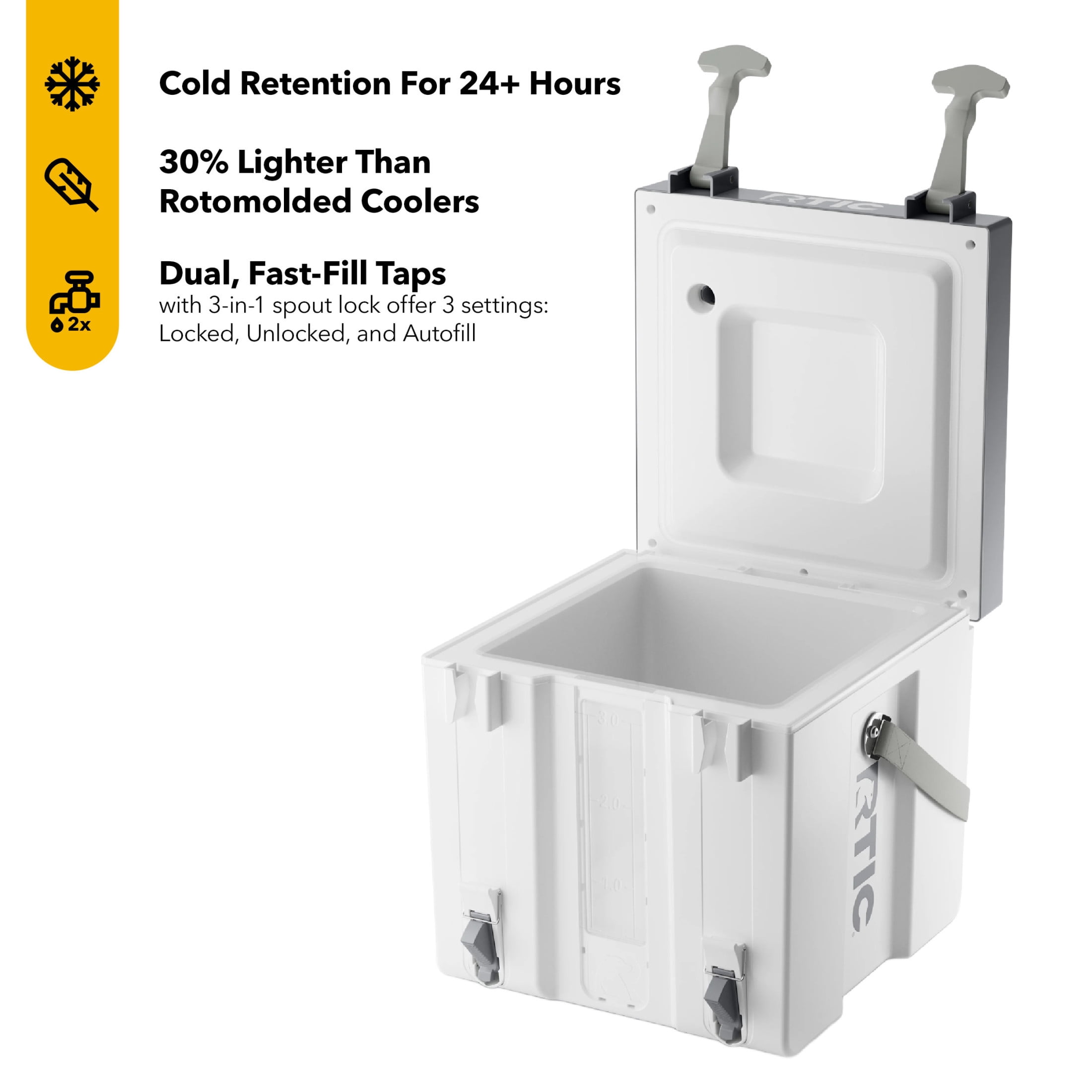 RTIC Halftime Water Cooler, 3 Gallon Hard-Sided Water Cooler,  White
