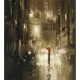 thumbnail image 2 of Urban Duvet Cover Set, Woman with Red Umbrella in Street at Rainy Night in Town Shadow Urban Scenery Art, Decorative 3 Piece Bedding Set with 2 Pillow Shams, Queen Size, Sepia, by Ambesonne, 2 of 2
