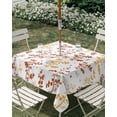 thumbnail image 3 of Square Outdoor Tablecloth with Umbrella Hole Orange Botanical Outside Table Cloth Waterproof Patio Table Cover Watercolor Spring Floral Summer Leaf Zipper Tablecloths for Picnic Camping 60x60 Inch, 3 of 8