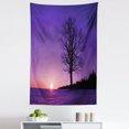 thumbnail image 1 of Tree Tapestry, Oak Tree at Sunset Snowy Field Wintertime Nature Landscape Wilderness Scene Print, Fabric Wall Hanging Decor for Bedroom Living Room Dorm, 5 Sizes, Purple Black, by Ambesonne, 1 of 1