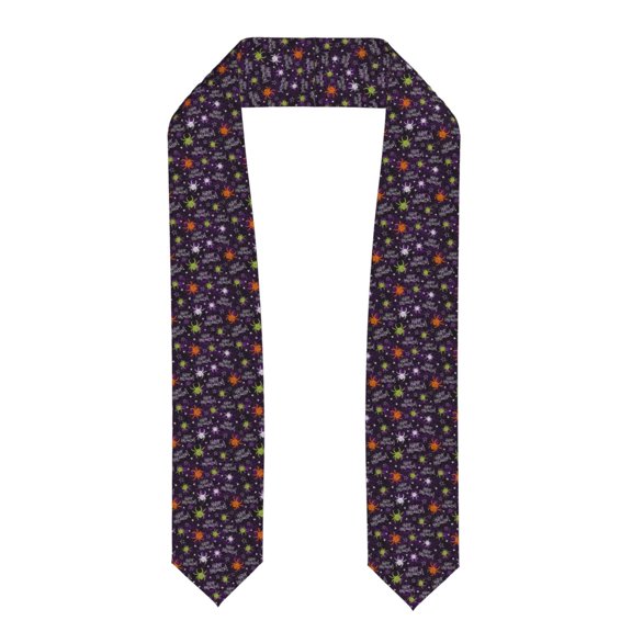 Logiee Halloween Print Unisex Adult Graduation Stole Shawl 72" Long for Academic Commencements Shawl-Flattened