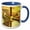 Blue/White, variant on 3drose, Space Station in Hues of Gold High Tech Space Station Sustaining Astronauts, 11oz Two-tone Black Mug