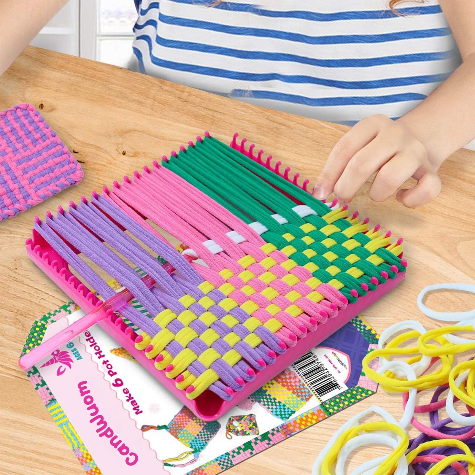 Weaving Loom Kit Toys, DIY Arts and Crafts for Kids and Adults, Ideal Gifts for Girls Ages 5 6 7 8-12 13, Easy Potholder Loom Knitting Activity for Beginners, 96 Loops