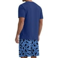 thumbnail image 3 of GIRUNS Men's Pajama Set Lightweight Sleepwear Sets Crew Neck Short Sleeve and Shorts Loungewear with Pocket Blue Cat 2XL, 3 of 8