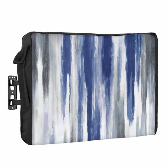 Outdoor TV Cover 60 to 65 Inches, Abstract Grey Navy Blue Mottled Gradient Texture Farmhouse Waterproof TV Cover with Remote Control Pocket, Flat Screen TV Cover Protector for Outside TV