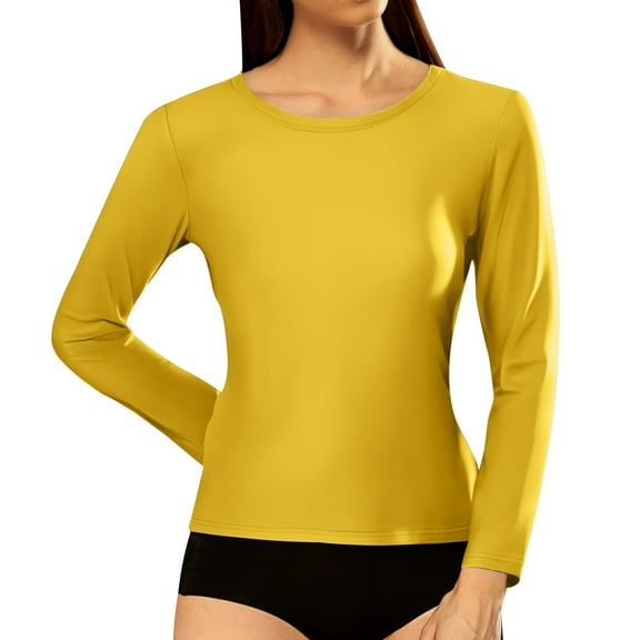 Women's T-Shirts Fashion Casual Ribbed Long Sleeve Round Neck Slim Fit Top for Everyday Wear and Activities