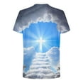 thumbnail image 5 of Tops for Men under $5 Round Neck Short Sleeve Print Fallow Casual T-shirt Light Blue 3XL, 5 of 5
