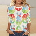 thumbnail image 7 of cocolona Easter Shirts for Women Crew Neck 3/4 Sleeve Bunny T-Shirts Summer Tops Cute Graphic Tees, 7 of 7
