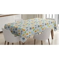 thumbnail image 1 of Safari Tablecloth, Friendly Zoo Animals with Happy Faces Cartoon Characters on Stripes, Rectangle Satin Table Cover Accent for Dining Room and Kitchen, 52" X 70", Multicolor, by Ambesonne, 1 of 2