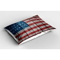 thumbnail image 2 of Ambesonne Retro Pillow Sham 2 Pack, Worn Style American Flag, 26"x20", Blue Red Pale Grey, 2 of 3