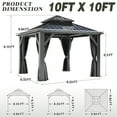 thumbnail image 6 of GARTOO 10 Ft x 10 Ft Outdoor Hardtop Gazebo Heavy Duty Pavilion with Aluminum Frame, Galvanized Steel Double Roof Gazebos with Netting and Curtains for Garden, Patio, Lawns, 6 of 8