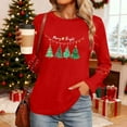 thumbnail image 4 of Christmas T-Shirts for Women Lightweight Crewneck Pullover Long Sleeve Graphic Printed Tees Holiday Xmas Tops (XL, Red), 4 of 7