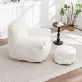 thumbnail image 6 of Leumius Bean Bag Sofa with Footstool,Faux Fur Bean Bag Chair Floor Sofa with Back Support for Living Room, Bedroom, Apartment,White, 6 of 14