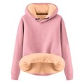 thumbnail image 2 of Kids Lined Hoodie Plain Long Sleeve Winter Heavyweight Warm Hooded Sweatshirt for Boys Girls Pullover Tops, 2 of 5