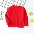 thumbnail image 2 of Ccpelsie Boys Classic Cardigan Sweater Soft Knit Sweater Casual Fall Winter Outerwear for Kids(Red,5-6 Years), 2 of 6