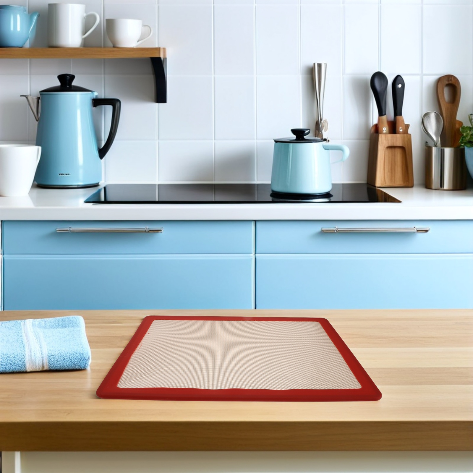 OUNONA Red Silicone Baking Mat Non-Stick Reusable Oven Liner for Cake, Bread, Pastry Baking