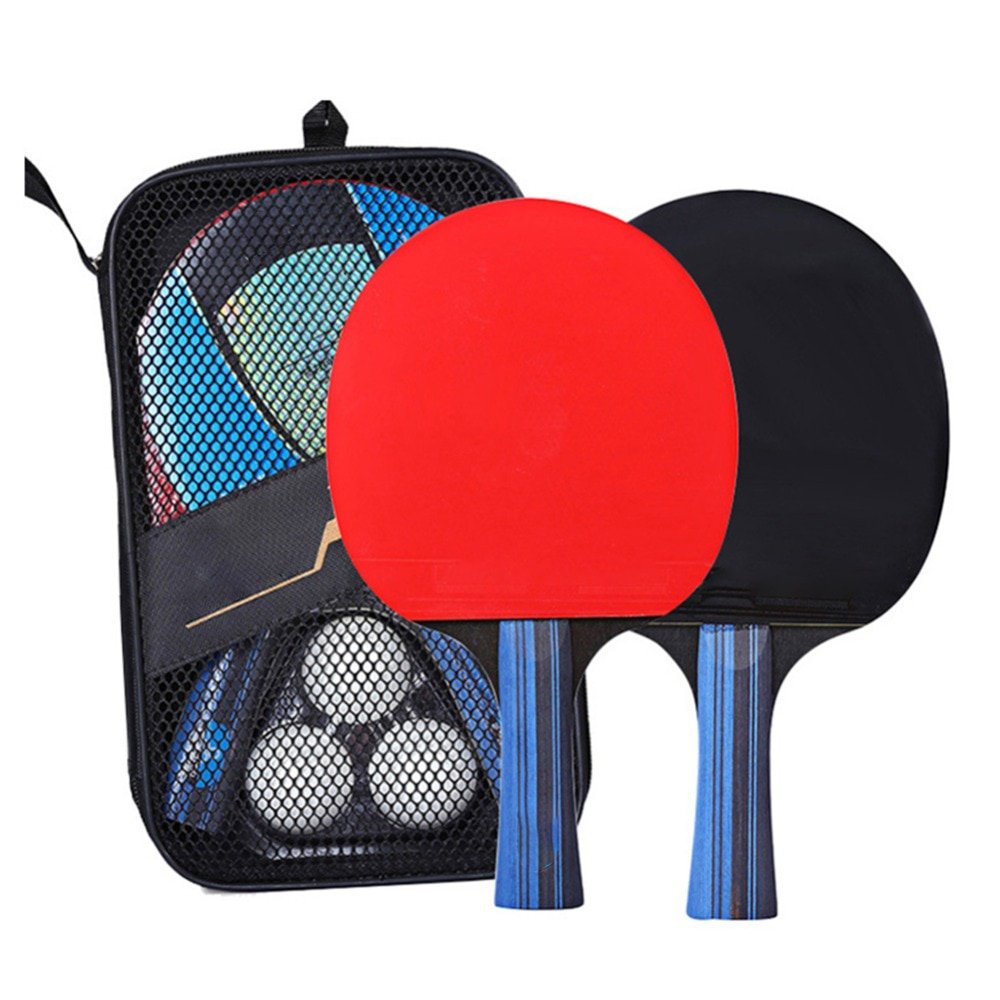 Table Tennis Racket Short Long Handle Carbon Blade Rubber with Double