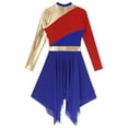 thumbnail image 6 of YEAHDOR Womens Metallic Color Block Liturgical Praise Dance Dress Asymmetrical Hem Worship Lyrical Dancewear, 6 of 7