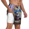 thumbnail image 2 of Kdxio Still Life Flowers Print Men'S Swim Trunks With Compression Liner 7 Inch Inseam Quick Dry Swim Shorts, 2 of 7