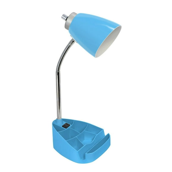 Lampe de bureau organisateur feux de la rampe à col de cygne avec support pour tablette d'iPad Porte-livre et prise de chargement, bleu