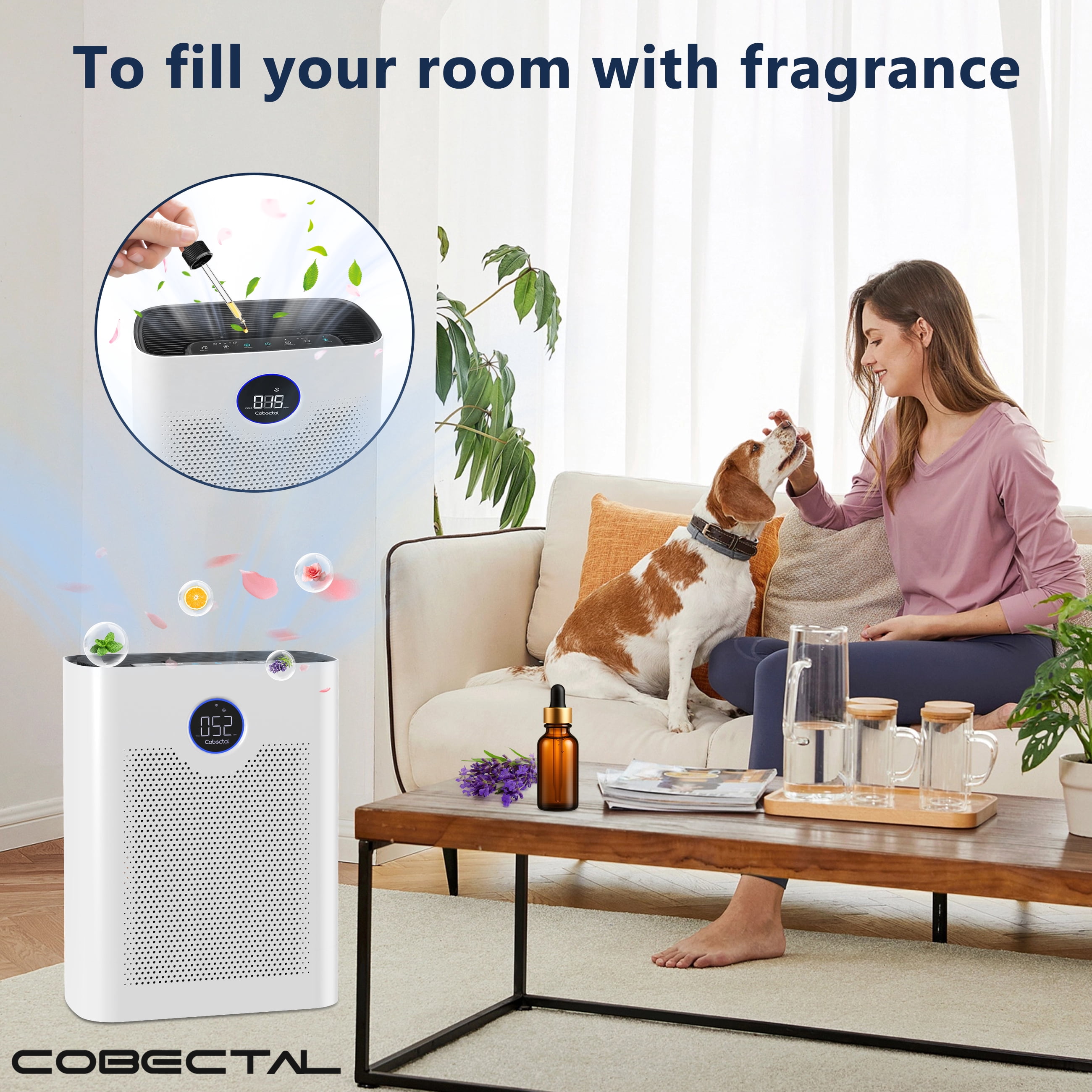 Cobectal ZQA-8000A Air Purifiers for Home,H14 Large Air Purifier Suitable for Pet,White