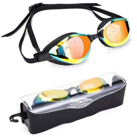 LELINTA Swim Goggles, Swimming Goggles with Flexible Soft Nose Bridge & Coloured Mirror Lenses, No Leaking Anti Fog UV Protection Triathlon Swim Goggles for Adult Men Women Youth Kids