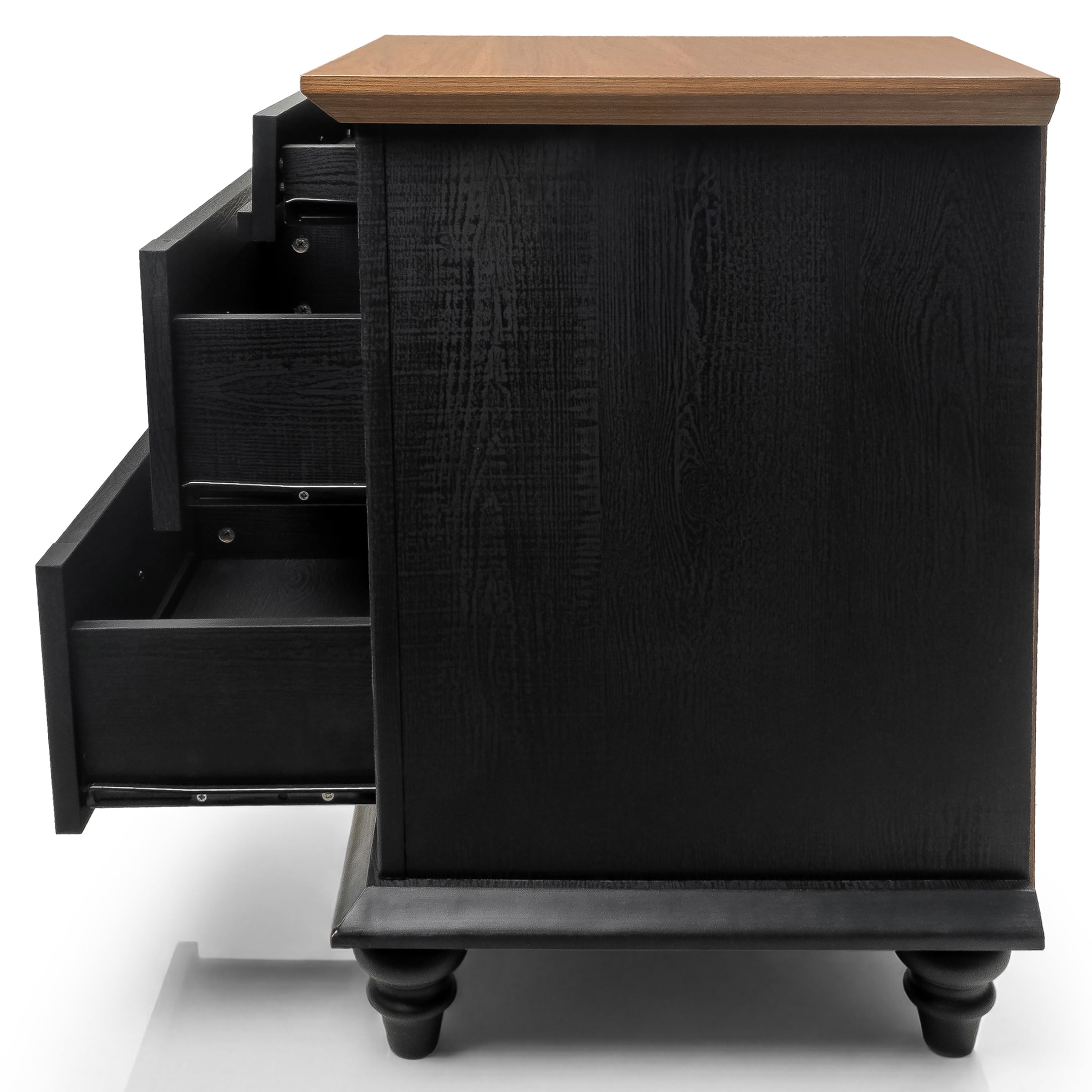 Furniture of America Calix Traditional Wood 3-Drawer Kids Nightstand, Black