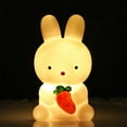 thumbnail image 1 of Lámpara de conejo de Pascua con forma de zanahoria, luz nocturna con batería, decoración de escritorio, lámpara de conejo, 1 of 6