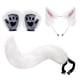thumbnail image 3 of 4x conjunto de orejas y cola de felpa, orejas de felpa sintética, guantes con pinza para el pelo, disfraz de Cosplay blanco y rosa Zulema Traje de juego de cosplay, 3 of 8