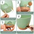thumbnail image 5 of 5 Pack Self Watering Plant Pots, Plastic Planters with Drainage Holes and Saucers, Flower Pots for Indoor Outdoor Garden Plants, 7/6.5/6/5.5/5 Inch（Green）, 5 of 7