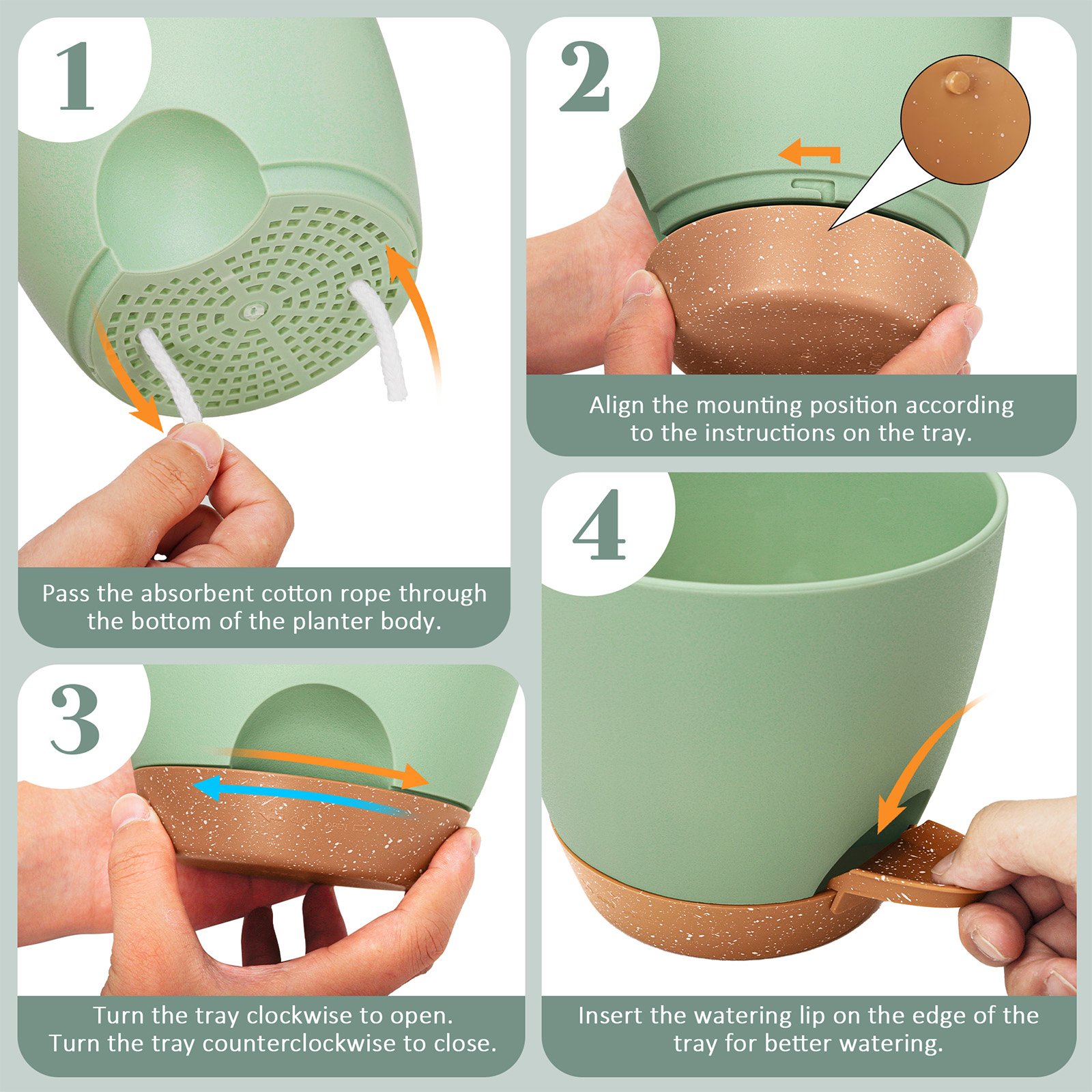 Xueyu 5-Pack Self-Watering Plant Pots, Green photo 5