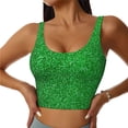 thumbnail image 2 of Picia Green Sparkling Shiny Sports Bra for Women,Padded Strappy Sports Bras Medium Support Yoga Bra with Removable Cups,Running Yoga Bra-Medium, 2 of 9