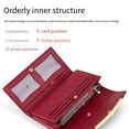 thumbnail image 3 of Cartera de cuero Qarigey para mujer con botón a presión y bolsillo con cremallera Color sólido, 3 of 6