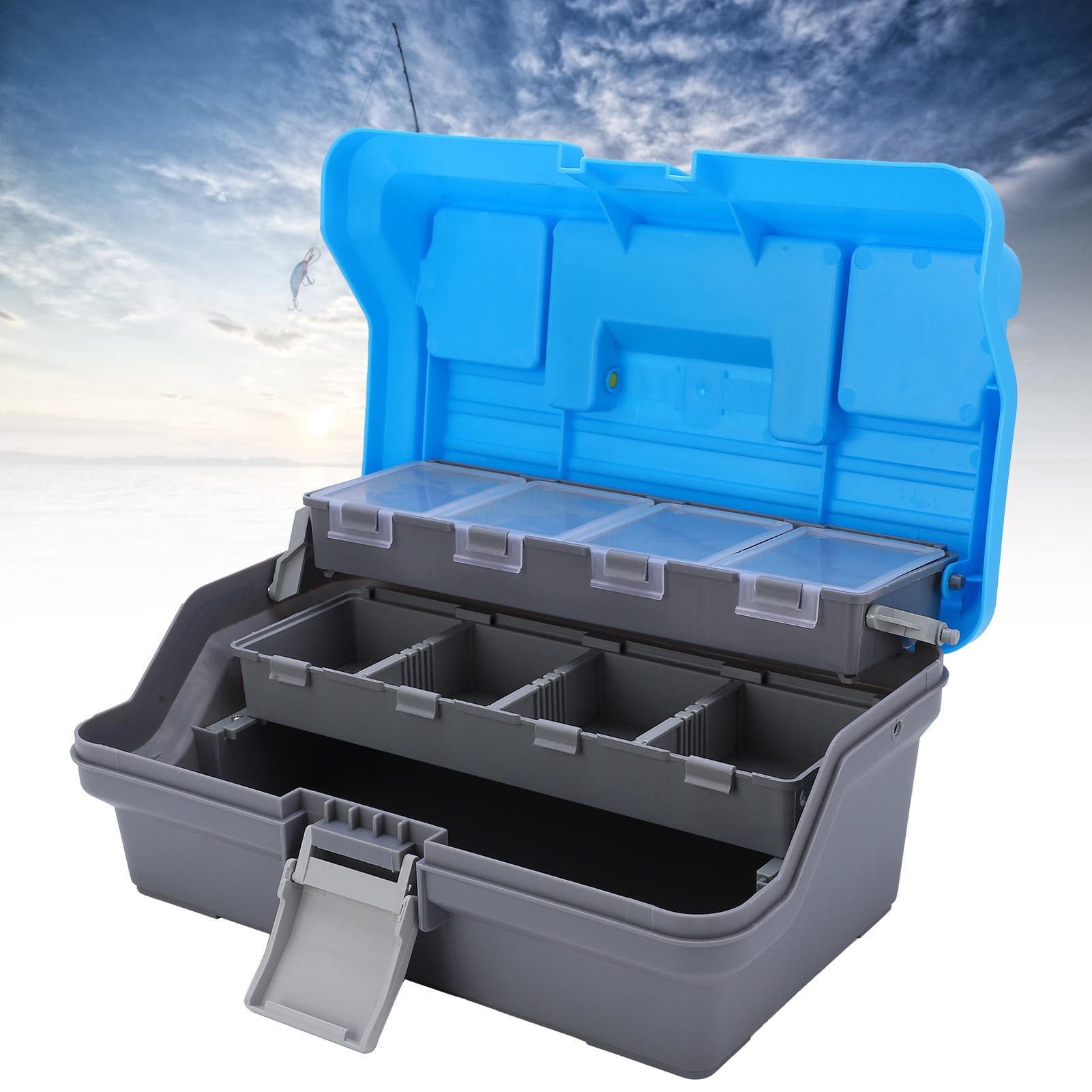 LAZIOEGR Portable ABS Three‑Layer Fishing Tackle Box with Ergonomic Handle, Impact‑Resistant Lock, Multi‑Tool Storage