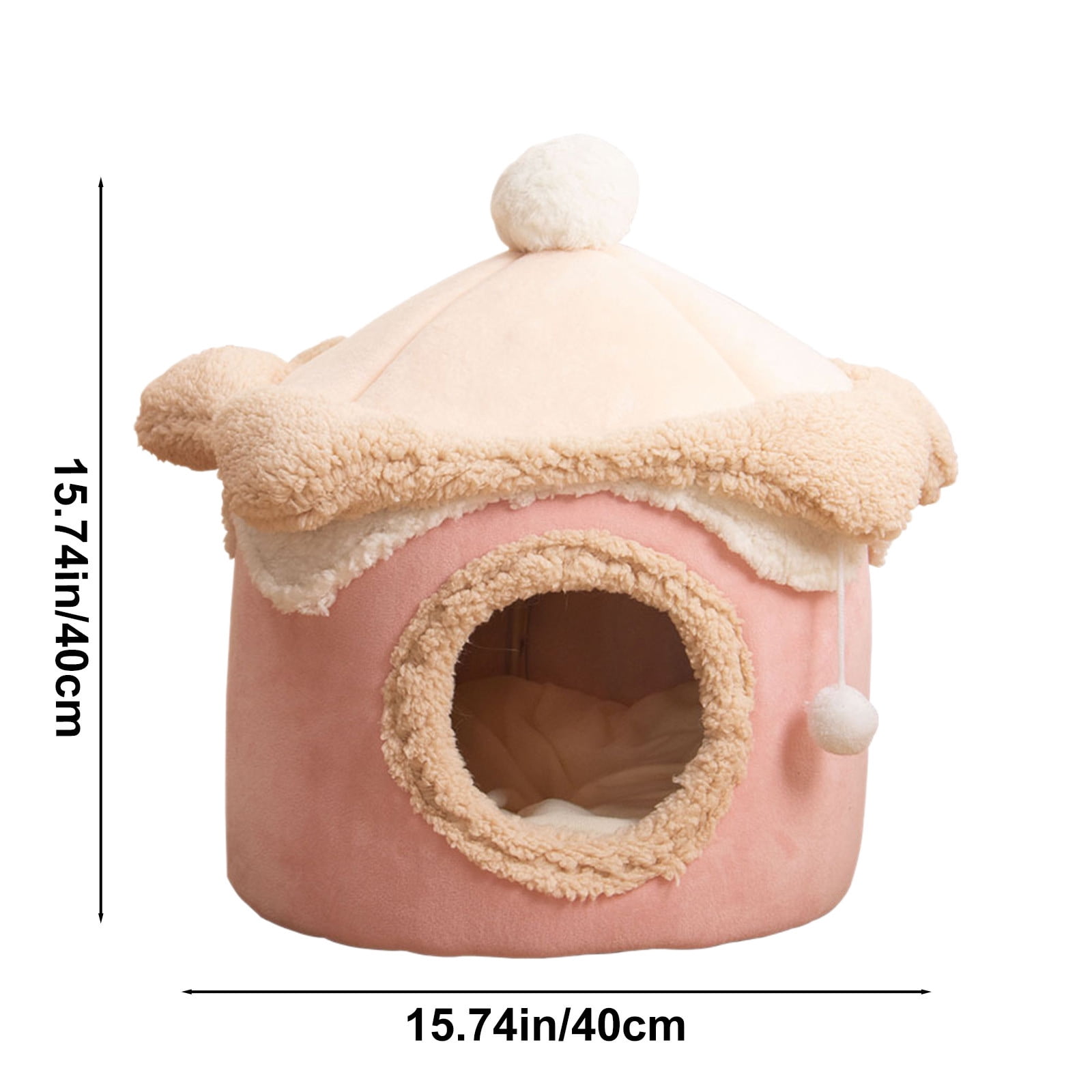 Matoen Cat Bed Cave for Indoor, Suitable for Cat Dome Bed, Hideaway Bed for Indoor Cats with Removable Mattress for Kittens, Cat Tent House for Dual Use (L:16"x16")