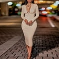 thumbnail image 3 of Drawstring Backless Slim Fit Dress,Zip Front Long Sleeve Solid Color Slim Fit Dress Slim Fit Long Sleeve Dress Effortless Installation, 3 of 5