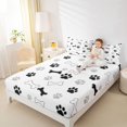 thumbnail image 2 of Manfei Minimalist Kitten Paw Fitted Sheet Full, Dog Bone Bed Set, White Gray, 3-Piece, 1 Fitted Sheet and 2 Pillowcases, 2 of 6