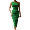 thumbnail image 3 of TAGOLD Womens Camis Sleeveless Dress One Shoulder Solid Color Slim Casual Summer Style, 3 of 5