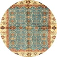 thumbnail image 1 of Ahgly Company Machine Washable Indoor Round Abstract Ginger Brown Green Area Rugs, 6' Round, 1 of 7