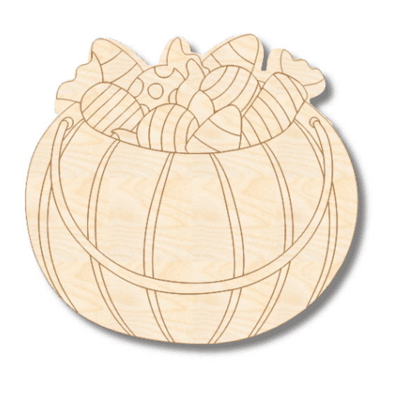 Unfinished Wood Etched Candy Bucket Shape | Paint By Line Crafts 3" / 1/4"