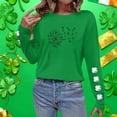 thumbnail image 6 of Erwazi Women's St Patrick's Day T-Shirt Green Long Sleeve Crewneck Shamrock Tees Tops, 6 of 7