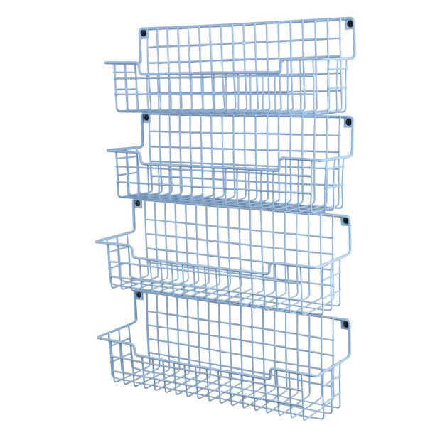 Aurikar Especiero De Pared Organizador De Especias De Pared Para Puerta De Gabinete De Cocina Paquete De 4 Especieros Colgantes Para Ahorrar Espacio En La Pared De La Cocina Azul Claro