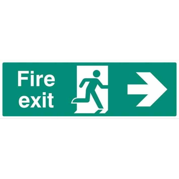 RARAION "Fire Exit" Running Man Arrow Right Self Adhesive Sign 150mm x 450mm